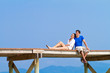 An attractive couple relaxing outdoor
