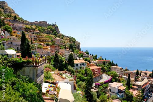 Photo: view on town Taormina from Castelmola, Sicily view on town Taormina from Castelmola, Sicily
