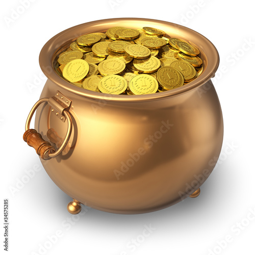 Illustration: Pot of golden coins Pot of golden coins