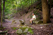 Senior hiker in woods in Virginia