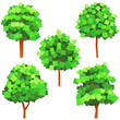 set of trees gathered from paper pieces