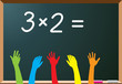Vector: school students raising hands, vector school students raising hands, vector