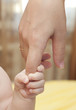 Baby hand holding mother's finger