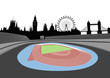 stadium with London skyline - vector