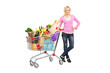Portrait of a young woman posing next to a shopping cart