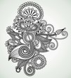 Hand draw line art flower design. Ukrainian style.