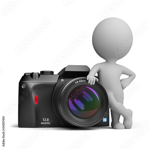 Illustration: 3d small people - digital camera 3d small people - digital camera