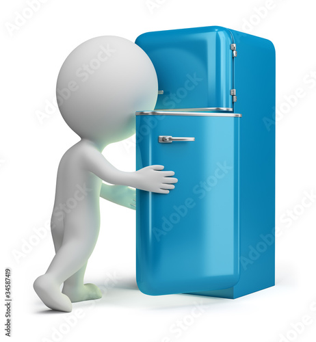 Illustration: 3d small people - retro fridge 3d small people - retro fridge