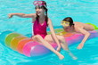 Happy siblings on raft Happy siblings on raft