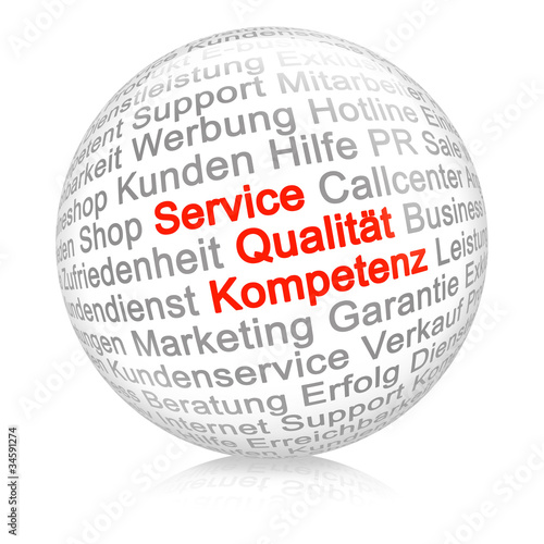 Illustration: Service, Qualität, Kompetenz weiß Service, Qualität, Kompetenz weiß