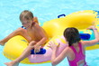 Kids playing with a raft