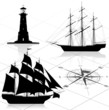 Set of nautical design elements