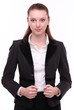 Photo: Portrait of confident young woman. Isolated on a white backgroun Portrait of confident young woman. Isolated on a white backgroun