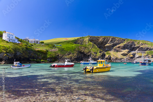 Photo: Colorful fishing boats at Harbour of Port Isaac, Cornwall Colorful fishing boats at Harbour of Port Isaac, Cornwall