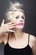 Destroy and blur  makeup and lipstick