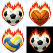 Football, basketball and volleyball in the shape of heart Football, basketball and volleyball in the shape of heart