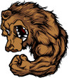 Bear Mascot Flexing Arm Cartoon