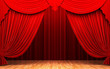 Red velvet curtain opening scene