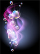 Glowing background with smoke and bubbles