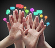 Happy group of finger smileys with  speech bubbles