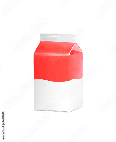Photo: milk or juice carton box isolated on a white background. milk or juice carton box isolated on a white background.