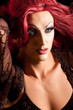 Drag Queen. Man dressed as Woman. On black. Drag Queen. Man dressed as Woman. On black.