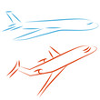 Flying airplane, vector illustration.