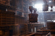 Steelmaking ladles on crane hanging on steel mill Steelmaking ladles on crane hanging on steel mill