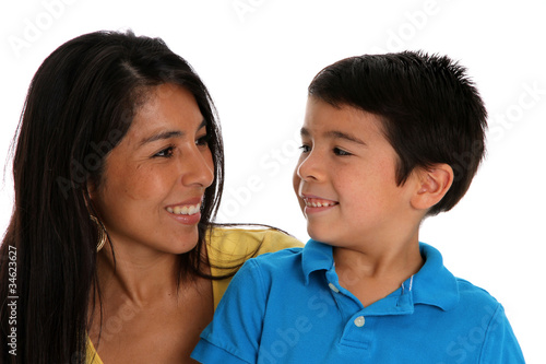 Photo: Woman and Son On White Background Woman and Son On White Background
