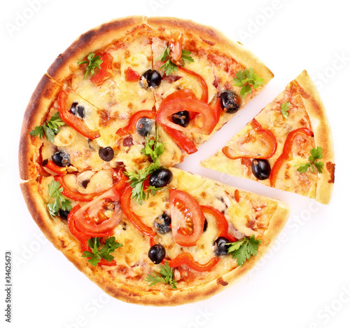 Photo: sliced pizza isolated on white sliced pizza isolated on white