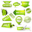 Collection of vector green sale tickets, labels, stamps Collection of vector green sale tickets, labels, stamps