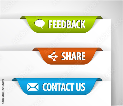 Vector: Vector Feedback, Share and Contact Labels Vector Feedback, Share and Contact Labels