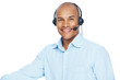 Handsome customer service representative with headset