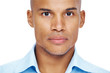 Young african american man face on white background