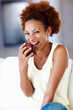 Woman eating apple