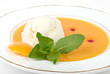 Ice-cream in a peach syrup