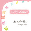 Baby shower invitation. Girl design with butterflies.