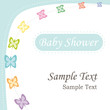 Baby shower invitation. Boy design with butterflies.