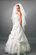 attractive yound bride under veil in studio