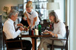 Mature couple having delicious dinner at a restaurant