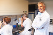 Team of scientists working at the laboratory