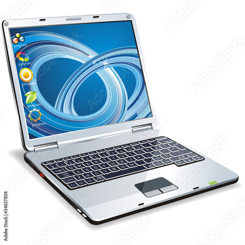 Vector: Vector laptop with icons on the sensitive screen Vector laptop with icons on the sensitive screen