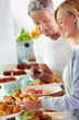 Couple at hotel buffet