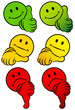 Smiley Thumb Up, Middle & Down