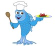 Fischkoch mit Krabbe und Löffel