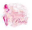 beautiful women Shopping in Paris - vector card