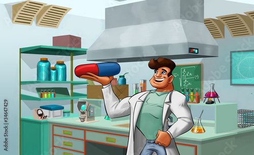 Illustration: laboratory and medic laboratory and medic