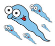 Sperms, funny cartoon illustration. Sperms, funny cartoon illustration.