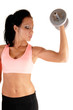 Girl lifting dumbbells.