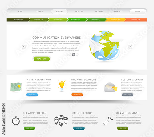 Vector: Web design template with colorful icons Web design template with colorful icons